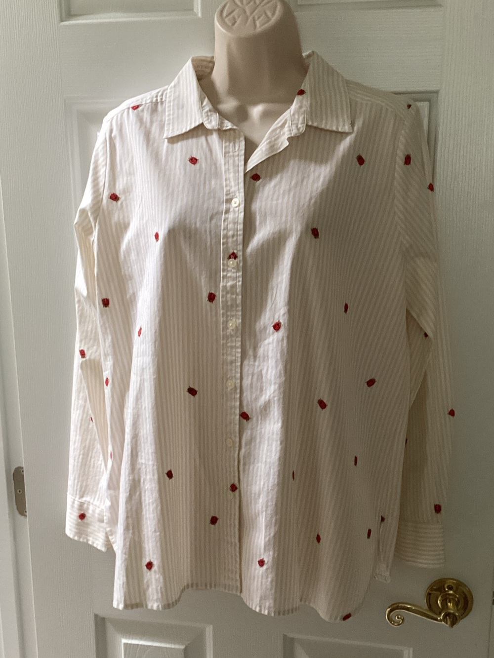 LOFT ladybug embossed blouse Cottagecore Coquette Farmcore Picnic aesthetic M
